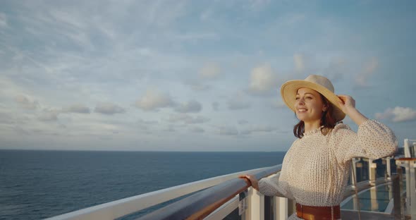 Smiling girl on a cruise ship