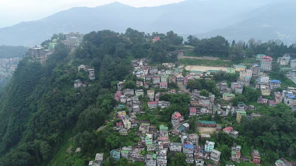 City of Gangtok in Sikkim India seen from the sky