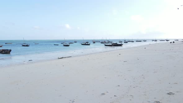 Boats in the Ocean Near the Coast of Zanzibar Tanzania Slow Motion