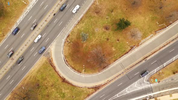 A time lapse directly above a Belt Parkway entrance ramp, it is a bird's eye view which was taken on