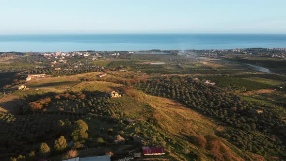 Aerial View of the Lands of Calabria Near the Mediterranean Sea in Italy