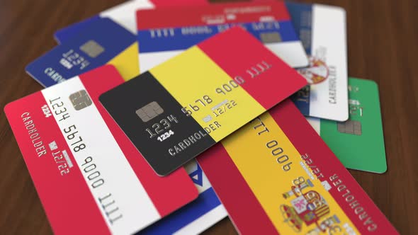 Emphasized Bank Card with Flag of Belgium