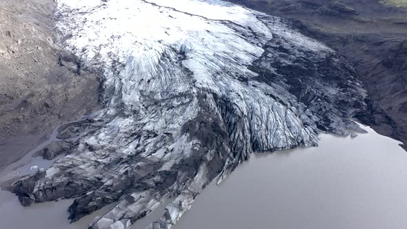 High Angle View of the Melting Solheimajokull Glacier in Iceland