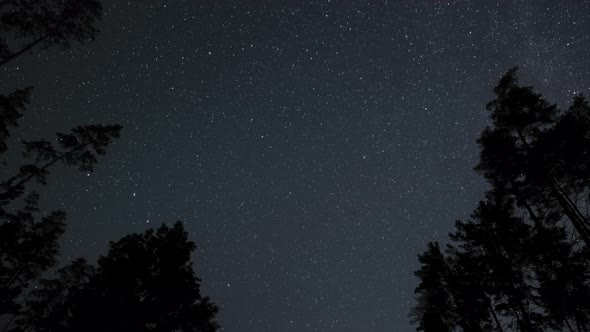 Timelapse of Moving Stars in Night Sky