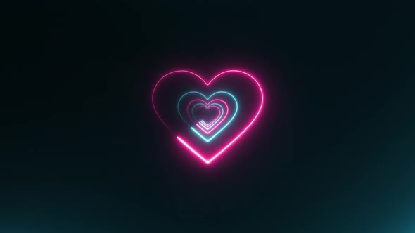 Neon Love Romance Heart Particles Background