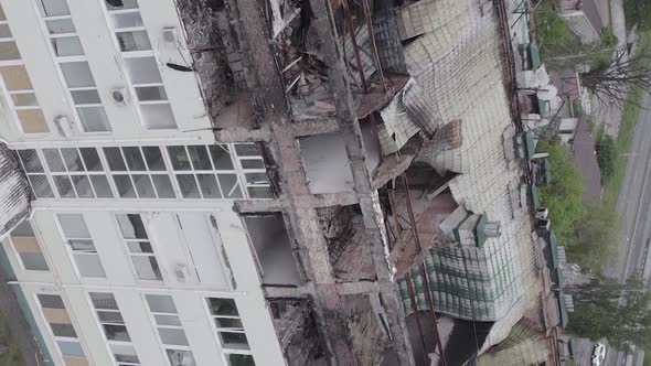Vertical Video of a Bombed House During the War in Ukraine