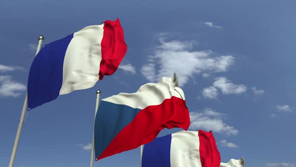 Waving Flags of the Czech Republic and France