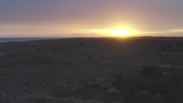 Sunset in Pedras del Rei in Ria Formosa park, Portugal