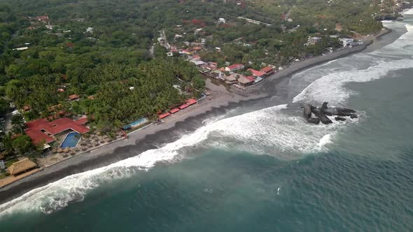 FLIGHT IN EL TUNCO BEACH IN SAN SALVADOR, EL SALVADOR