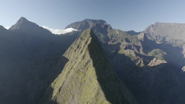 Aerial view of a landscape mountain, Saint Denis, Reunion.