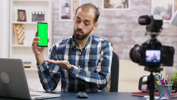 Young and Famous Influencer Filming a Review