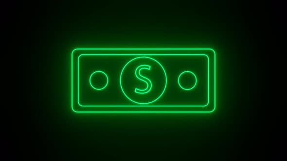 Neon Dollar banknote sign.