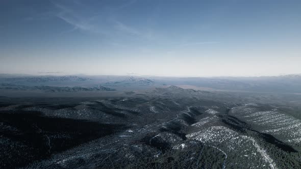 Aerial video of evergreen mountain slope near Charleston peak, Nevada, USA