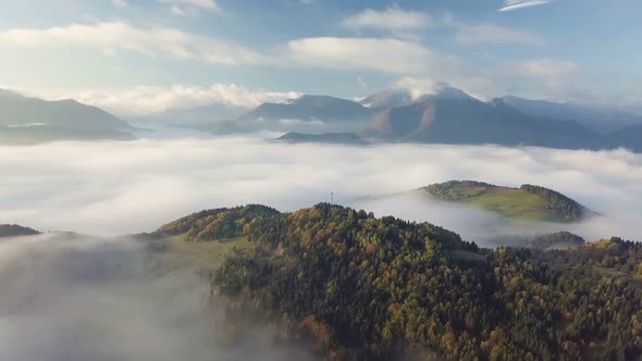 Aerial Autumn Mountains Forest Landscape