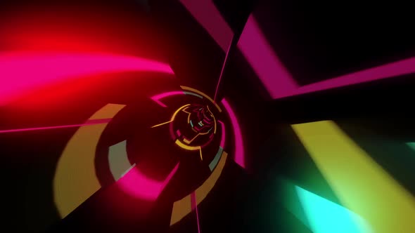 Traveling Through A Futuristic Vortex Full With Colors And Lights