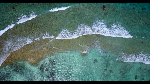 Aerial top view tourism of beautiful bay beach adventure by aqua blue sea with white sand background