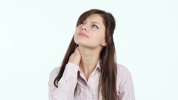 Tired Young Girl with Neck Pain