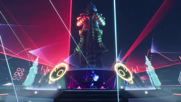 metaverse concert arena with Shilloutte DJ and thai Giant Statue