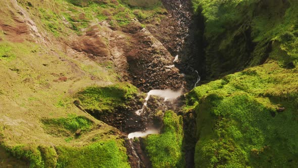 Waterfall in Poco Ribeira Do Ferreiro Alagoinha Flores Island AzoresPortugal