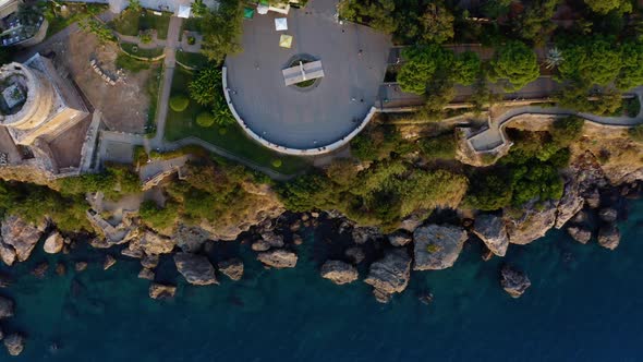 Aerial View of Observation Deck on the Rocky Seashore