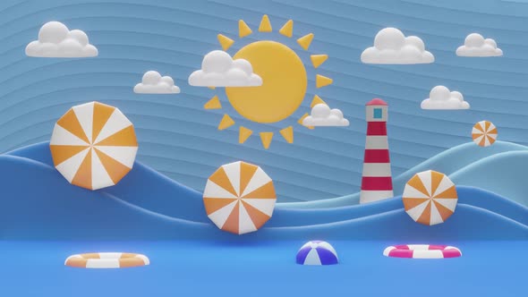 3d cartoon summer sea background