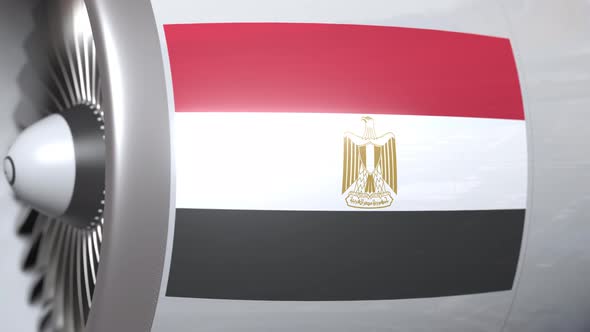 Aircraft Engine with Flag of Egypt