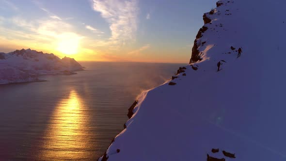 Walking on the Edge of Snowy Mountain