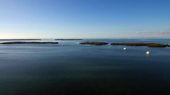 Aerial footage above the ocean at Florida keys