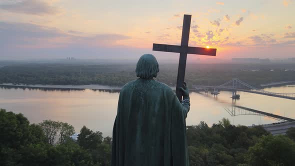 Monument To Vladimir the Great at Dawn in the Morning. Kyiv, Ukraine