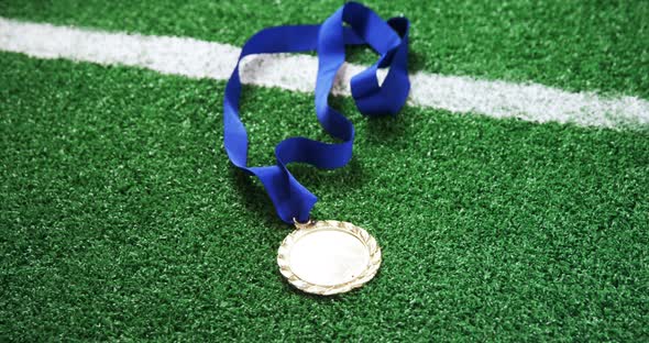 Silver medal on artificial grass 4k