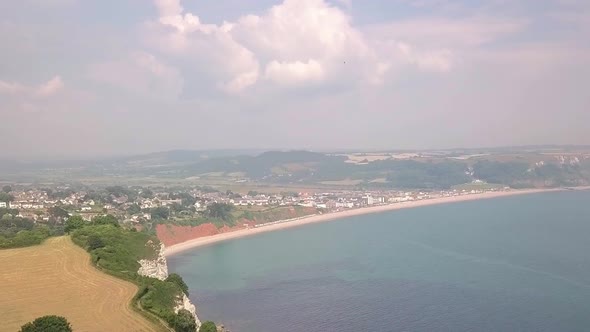 Gorgeous English coastline. Beer township. Aerial View.