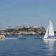 Ferry and Sailboat passing by Alcatraz Island in San francisco - VideoHive Item for Sale