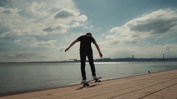 Skateboarding on the Beach