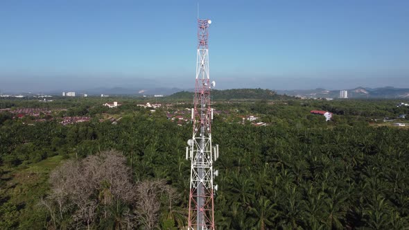 4G, 5G telecommunication tower in rural area