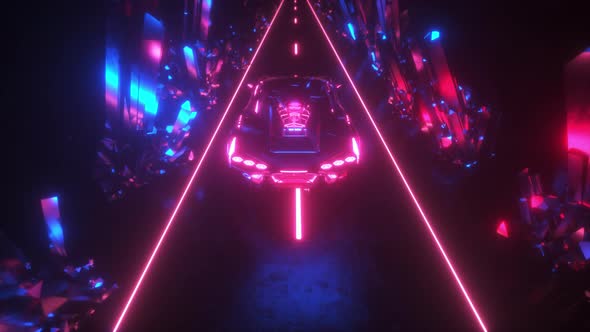 Futuristic Neon Glowing Car Background