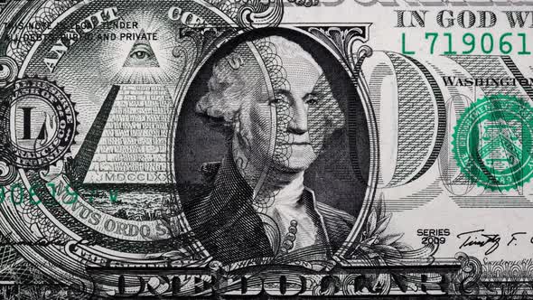 Fragments of American Dollars Change Each Other in Animation Looped