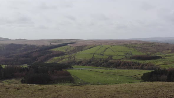 Descending shot over English moorland