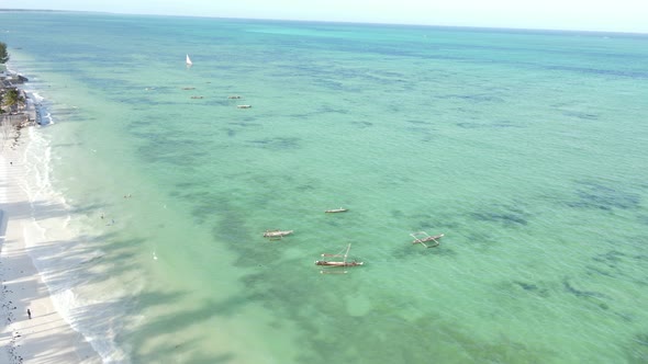 Zanzibar Tanzania  Aerial View of the Ocean Near the Shore of the Island Slow Motion