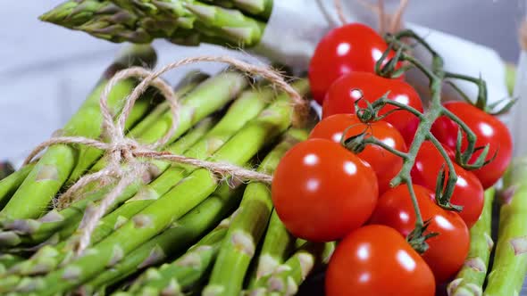 Asparagus and Tomato Fresh Harvest Traditional Italian Cuisine and Foods