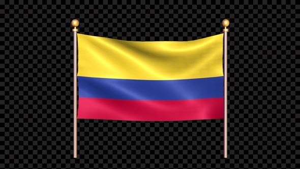 Flag Of Colombia Waving In Double Pole Looped