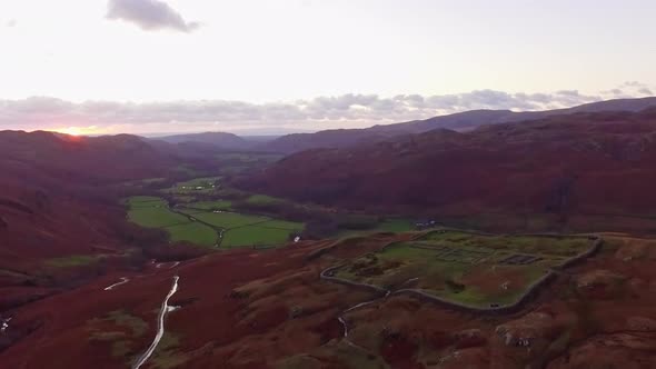 Aerial View Roman Empire Building Ruins In England