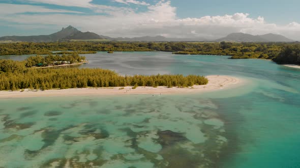 Aerial View From Drone of Benitiers Island Mauritius