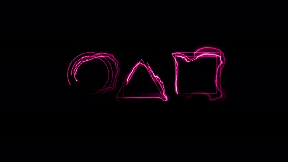 Abstract seamless circle, triangle, square outline animation. Animation of a glowing neon