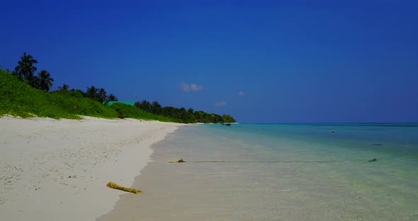 Daytime aerial clean view of a paradise sunny white sand beach and blue ocean background in colorful