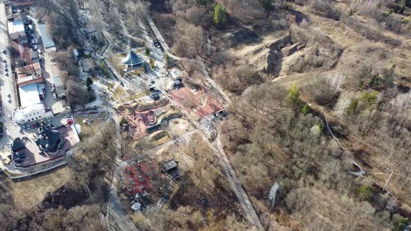 Aerial view Sarzhyn Yar, Kharkiv city spring park