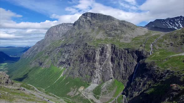 Trollstigen pass in Norway, aerial view