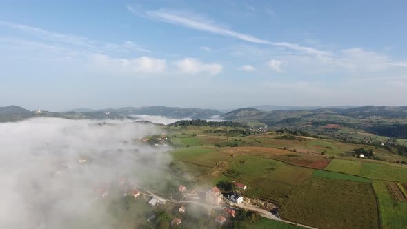 Mountain Area Landscape And Morning Fog