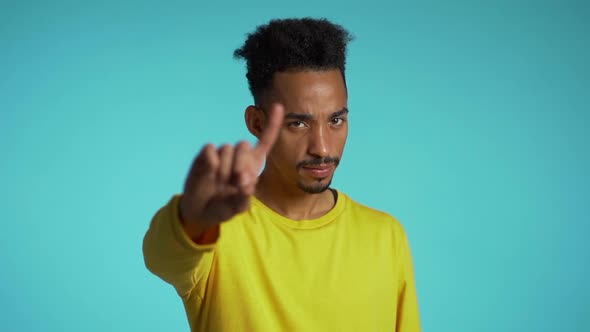 Denying, Rejecting, Disagree, Portrait of handsome guy, African american man