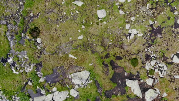 AERIAL: Slowly Descending to the Flooded Mountain Valley