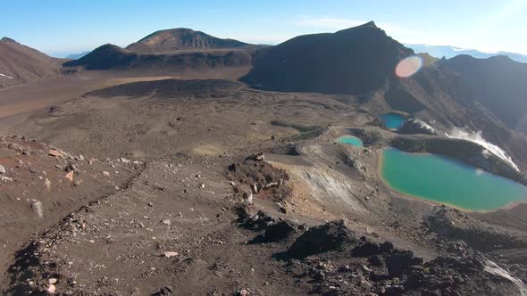 The Emerald lakes and volcanic area. Tongariro National Park in New Zealand North Island.